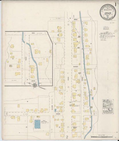Sanborn Fire Insurance Map from Ophir, Tooele County, Utah (1917), Sheet #0001 - Complete Map Set gallery image, historic Sanborn map, vintage wall art, Utah Utah
