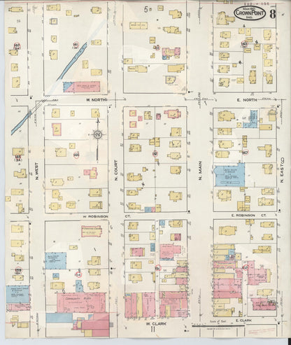 Sanborn Fire Insurance Map from Crown Point, Lake County, Indiana (1948), Sheet #0008 - Historic Sanborn Fire Insurance Map Print, vintage old map wall art, antique decor, genealogy gift, Indiana Indiana map