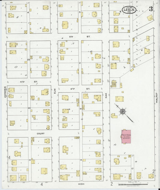 Sanborn Fire Insurance Map from Leslie, Searcy County, Arkansas (1919), Sheet #0003 - Historic Sanborn Fire Insurance Map Print, vintage old map wall art, antique decor, genealogy gift, Arkansas Arkansas map