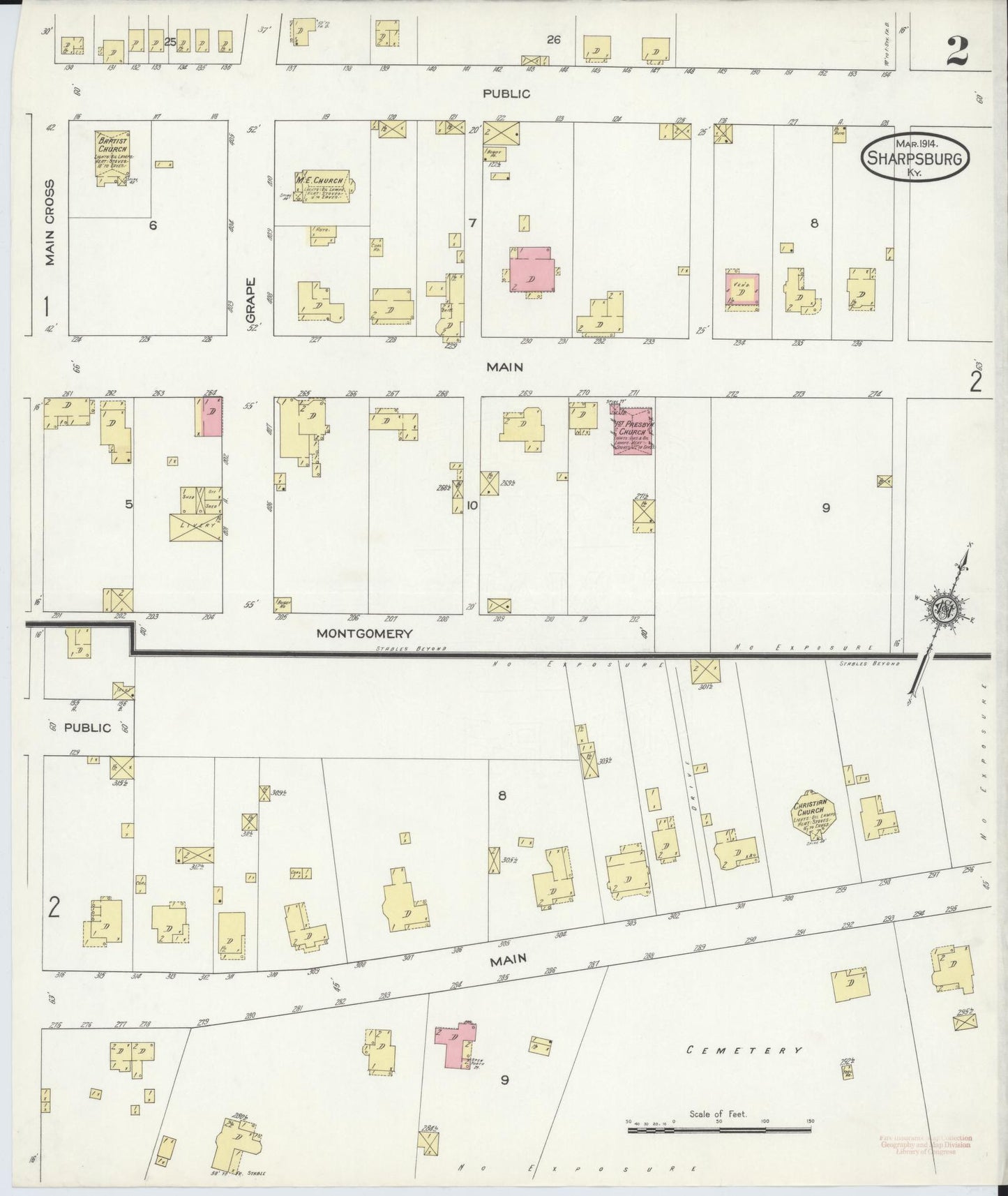 Sanborn Fire Insurance Map from Sharpsburg, Bath County, Kentucky (1914), Sheet #0002 - Complete Map Set gallery image, historic Sanborn map, vintage wall art, Kentucky Kentucky