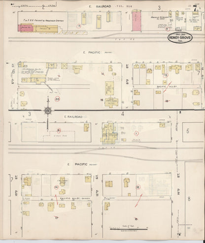 Sanborn Fire Insurance Map from Honey Grove, Fannin County, Texas (1943), Sheet #0007 - Complete Map Set gallery image, historic Sanborn map, vintage wall art, Texas Texas