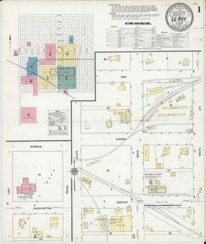 Sanborn Fire Insurance Map from Leroy, McLean County, Illinois (1911), Sheet #0001 - Complete Map Set gallery image, historic Sanborn map, vintage wall art, Illinois Illinois
