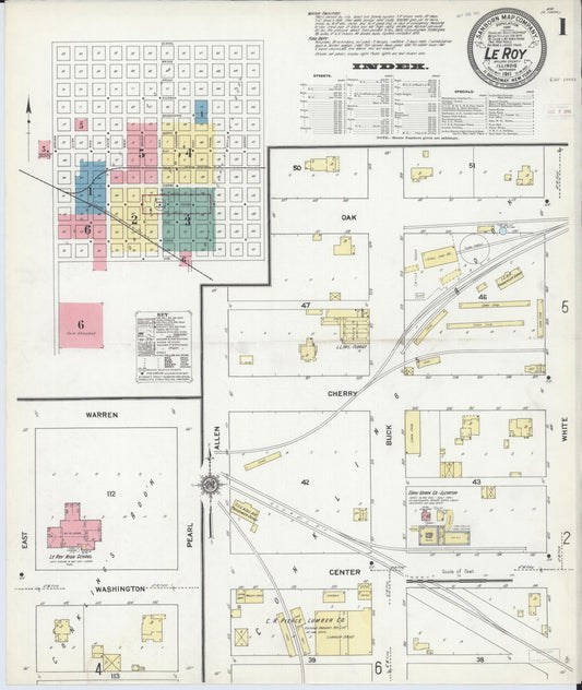 Sanborn Fire Insurance Map from Leroy, McLean County, Illinois (1911), Sheet #0001 - Complete Map Set gallery image, historic Sanborn map, vintage wall art, Illinois Illinois