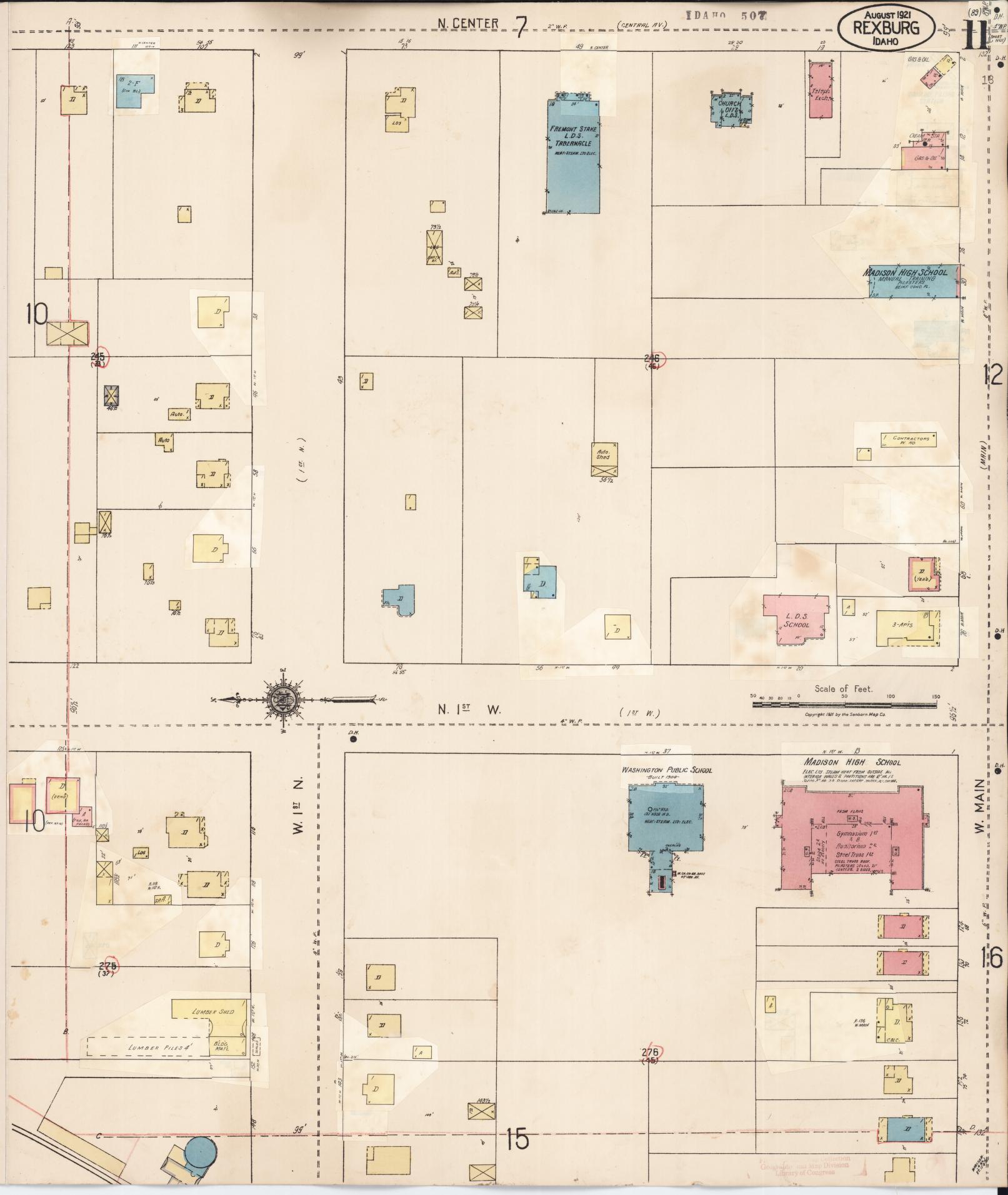 Sanborn Fire Insurance Map from Rexburg, Madison County, Idaho (1943), Sheet #0011 - Historic Sanborn Fire Insurance Map Print, vintage old map wall art, antique decor, genealogy gift, Idaho Idaho map