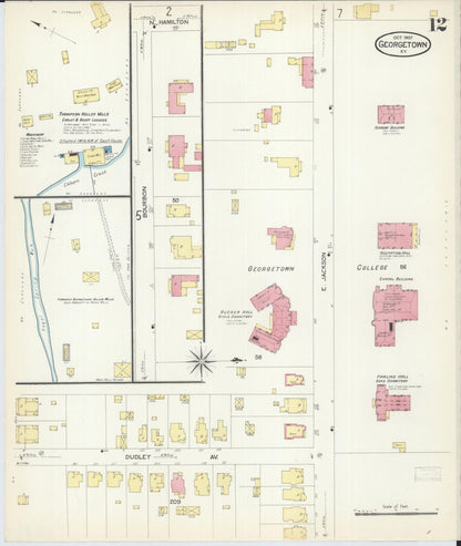 Sanborn Fire Insurance Map from Georgetown, Scott County, Kentucky (1907), Sheet #0012 - Complete Map Set gallery image, historic Sanborn map, vintage wall art, Kentucky Kentucky