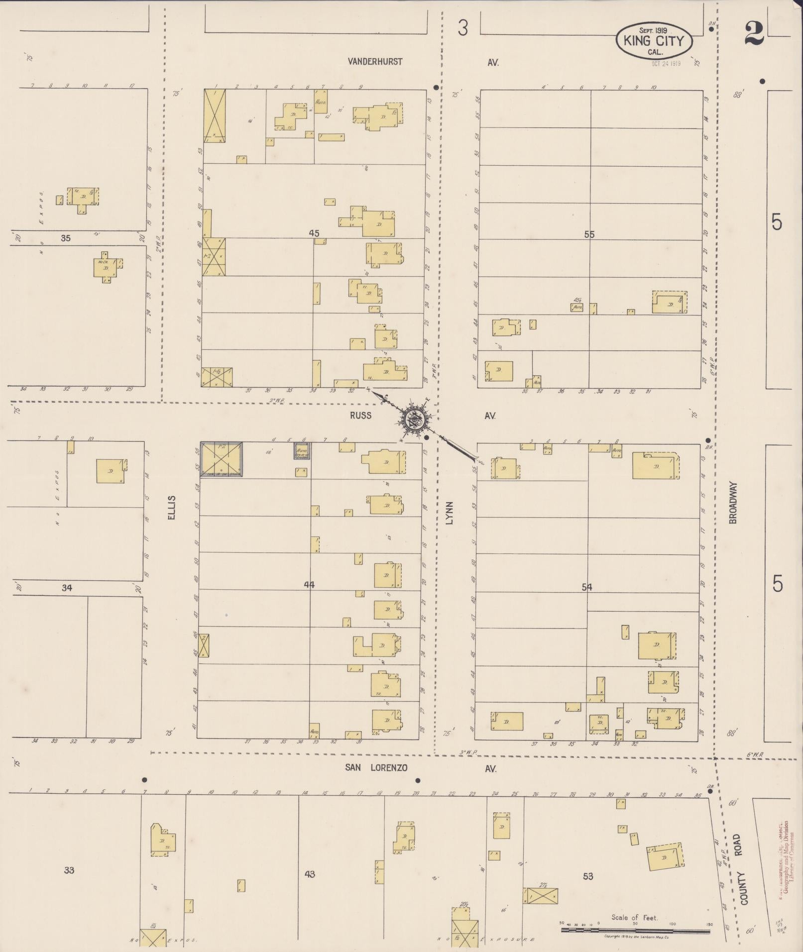 Sanborn Fire Insurance Map from King City, Monterey County, California (1919), Sheet #0002 - Historic Sanborn Fire Insurance Map Print, vintage old map wall art, antique decor, genealogy gift, California California map