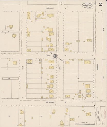 Sanborn Fire Insurance Map from King City, Monterey County, California (1919), Sheet #0002 - Historic Sanborn Fire Insurance Map Print, vintage old map wall art, antique decor, genealogy gift, California California map