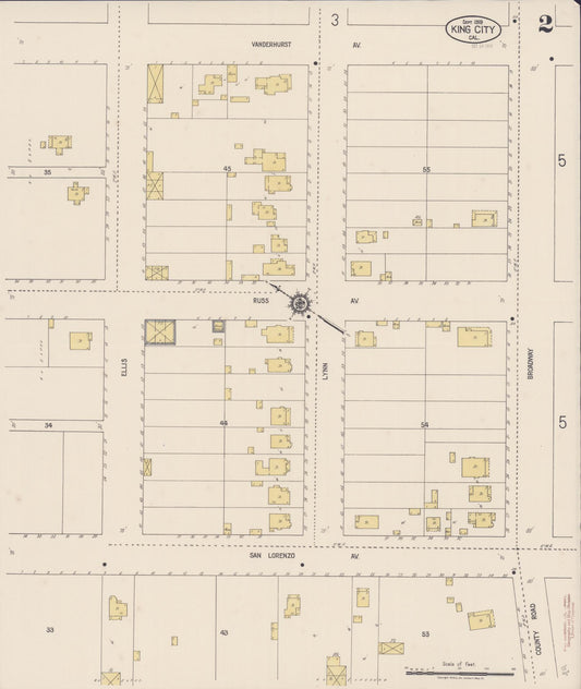 Sanborn Fire Insurance Map from King City, Monterey County, California (1919), Sheet #0002 - Historic Sanborn Fire Insurance Map Print, vintage old map wall art, antique decor, genealogy gift, California California map