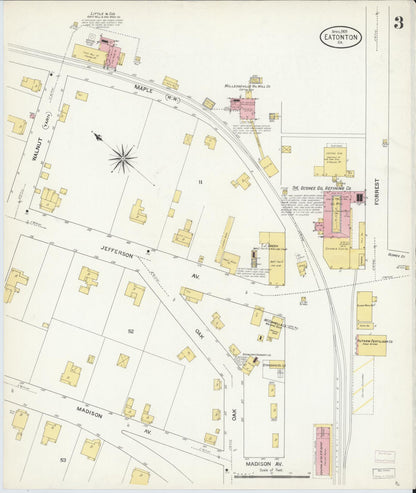 Sanborn Fire Insurance Map from Eatonton, Putnam County, Georgia (1909), Sheet #0003 - Complete Map Set gallery image, historic Sanborn map, vintage wall art, Georgia Georgia
