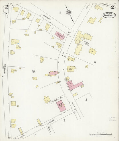 Sanborn Fire Insurance Map from Waynesville, Haywood County, North Carolina (1924), Sheet #0002 - Complete Map Set gallery image, historic Sanborn map, vintage wall art, North Carolina North Carolina