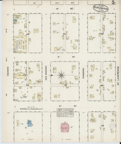Sanborn Fire Insurance Map from Burlington, Coffey County, Kansas (1884), Sheet #0005 - Complete Map Set gallery image, historic Sanborn map, vintage wall art, Kansas Kansas