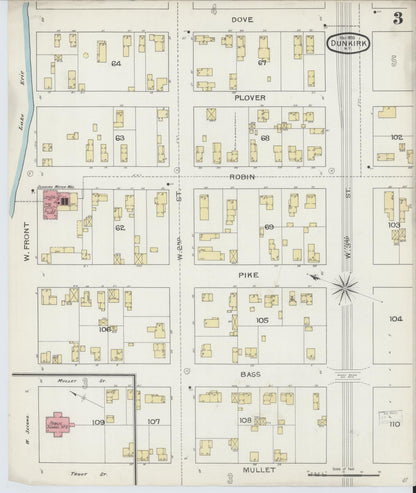 Sanborn Fire Insurance Map from Dunkirk, Chautauqua County, New York (1893), Sheet #0003 - Complete Map Set gallery image, historic Sanborn map, vintage wall art, New York New York