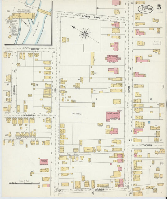 Sanborn Fire Insurance Map from Elkton, Cecil County, Maryland (1902), Sheet #0005 - Historic Sanborn Fire Insurance Map Print, vintage old map wall art, antique decor, genealogy gift, Maryland Maryland map