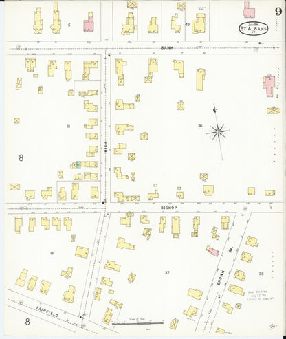 Sanborn Fire Insurance Map from Saint Albans, Franklin County, Vermont (1896), Sheet #0009 - Complete Map Set gallery image, historic Sanborn map, vintage wall art, Vermont Vermont