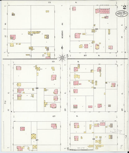 Sanborn Fire Insurance Map from Provo, Utah County, Utah (1908), Sheet #0002 - Complete Map Set gallery image, historic Sanborn map, vintage wall art, Provo Utah