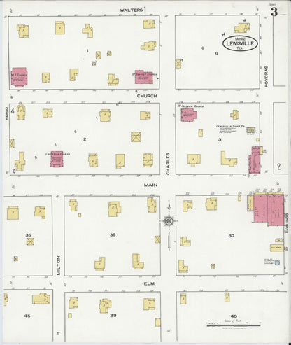 Sanborn Fire Insurance Map from Lewisville, Denton County, Texas (1921), Sheet #0003 - Complete Map Set gallery image, historic Sanborn map, vintage wall art, Texas Texas