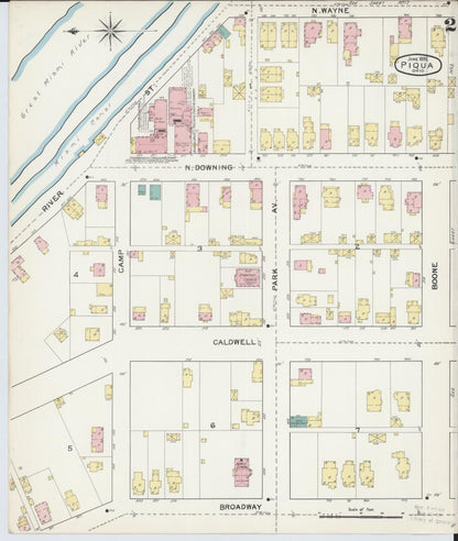 Sanborn Fire Insurance Map from Piqua, Miami County, Ohio (1892), Sheet #0002 - Historic Sanborn Fire Insurance Map Print, vintage old map wall art, antique decor, genealogy gift, Ohio Ohio map