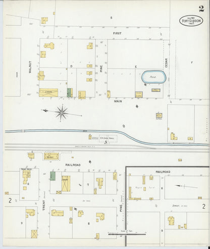 Sanborn Fire Insurance Map from Fort Gibson, Muskogee County, Oklahoma (1901), Sheet #0002 - Complete Map Set gallery image, historic Sanborn map, vintage wall art, Oklahoma Oklahoma
