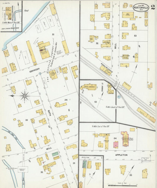 Sanborn Fire Insurance Map from Hortonville, Outagamie County, Wisconsin (1901), Sheet #0002 - Historic Sanborn Fire Insurance Map Print, vintage old map wall art, antique decor, genealogy gift, Wisconsin Wisconsin map
