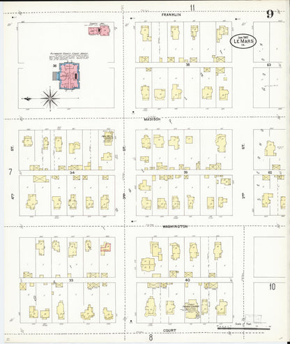Sanborn Fire Insurance Map from Le Mars, Plymouth County, Iowa (1907), Sheet #0009 - Historic Sanborn Fire Insurance Map Print