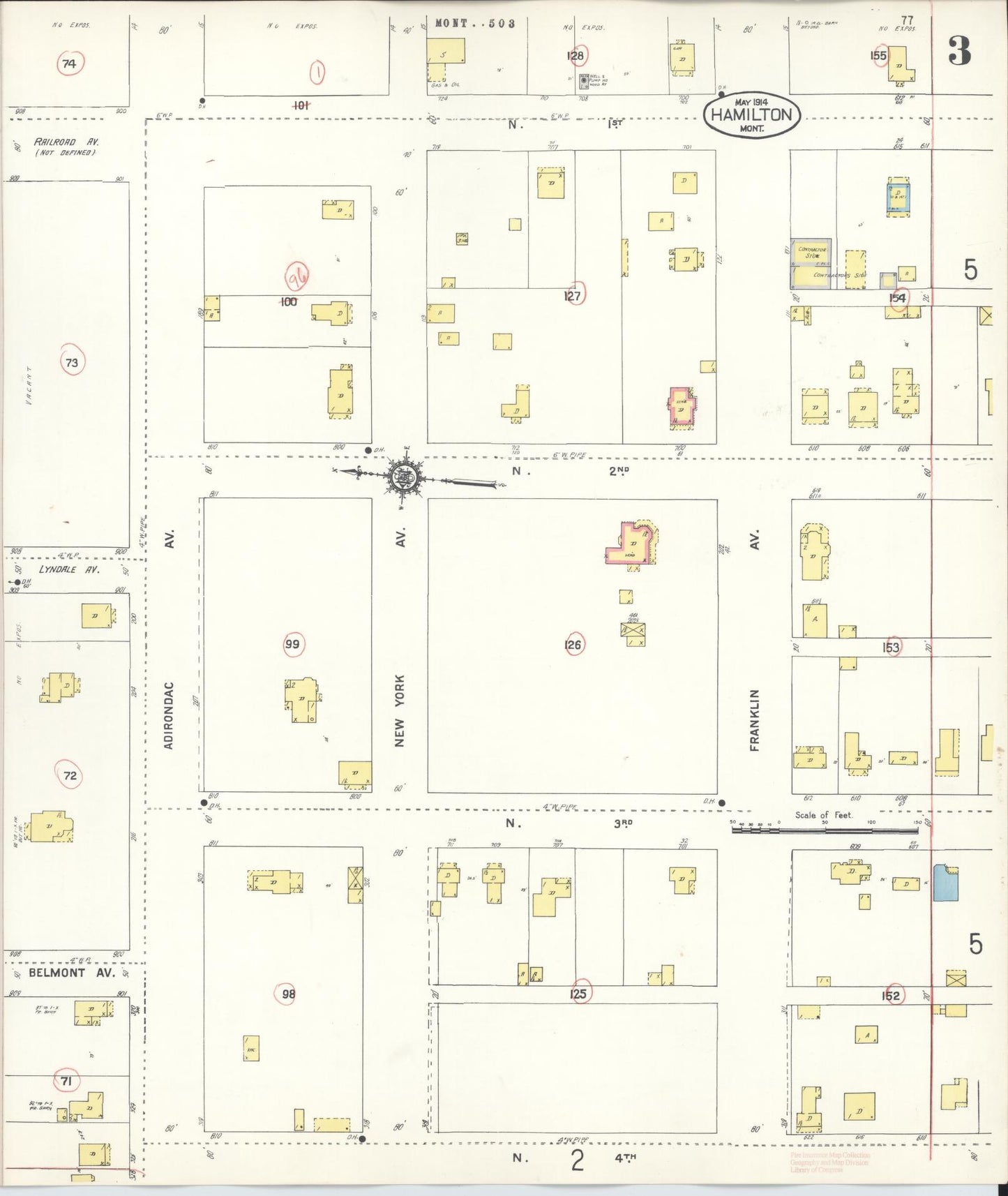Sanborn Fire Insurance Map from Hamilton, Ravalli County, Montana (1944), Sheet #0003 - Complete Map Set gallery image, historic Sanborn map, vintage wall art, Montana Montana