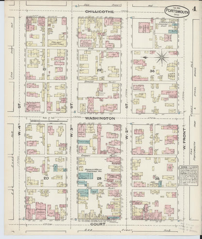 Sanborn Fire Insurance Map from Portsmouth, Scioto County, Ohio (1884), Sheet #0004 - Complete Map Set gallery image, historic Sanborn map, vintage wall art, Ohio Ohio
