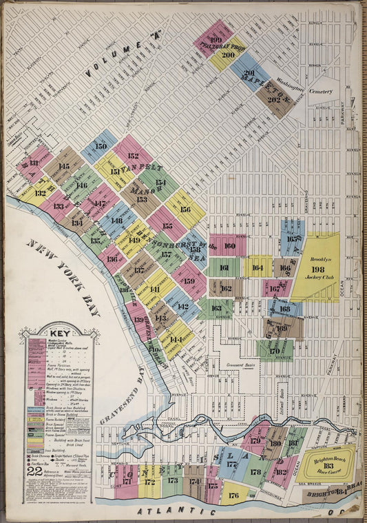 Sanborn Fire Insurance Map from Brooklyn, Kings County, New York (1895), Sheet #0001 - Historic Sanborn Fire Insurance Map Print, vintage old map wall art, antique decor, genealogy gift, New York New York map