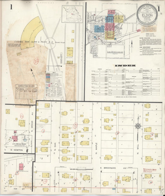 Sanborn Fire Insurance Map from Eldon, Miller County, Missouri (1941), Sheet #0001 - Historic Sanborn Fire Insurance Map Print, vintage old map wall art, antique decor, genealogy gift, Missouri Missouri map