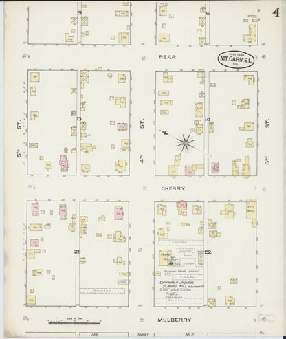 Sanborn Fire Insurance Map from Mount Carmel, Wabash County, Illinois (1886), Sheet #0004 - Complete Map Set gallery image, historic Sanborn map, vintage wall art, Illinois Illinois