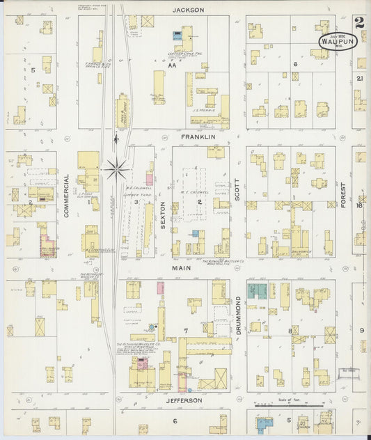 Sanborn Fire Insurance Map from Waupun, Dodge and Fond du Lac Counties, Wisconsin (1892), Sheet #0002 - Historic Sanborn Fire Insurance Map Print, vintage old map wall art, antique decor, genealogy gift, Wisconsin Wisconsin map