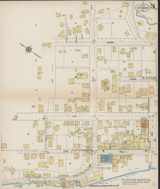 Sanborn Fire Insurance Map from Ketchikan, Ketchikan Census Division, Alaska (1914), Sheet #0003 - Historic Sanborn Fire Insurance Map Print, vintage old map wall art, antique decor, genealogy gift, Alaska Alaska map