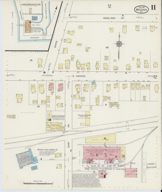 Sanborn Fire Insurance Map from Medina, Orleans County, New York (1915), Sheet #0011 - Historic Sanborn Fire Insurance Map Print, vintage old map wall art, antique decor, genealogy gift, New York New York map