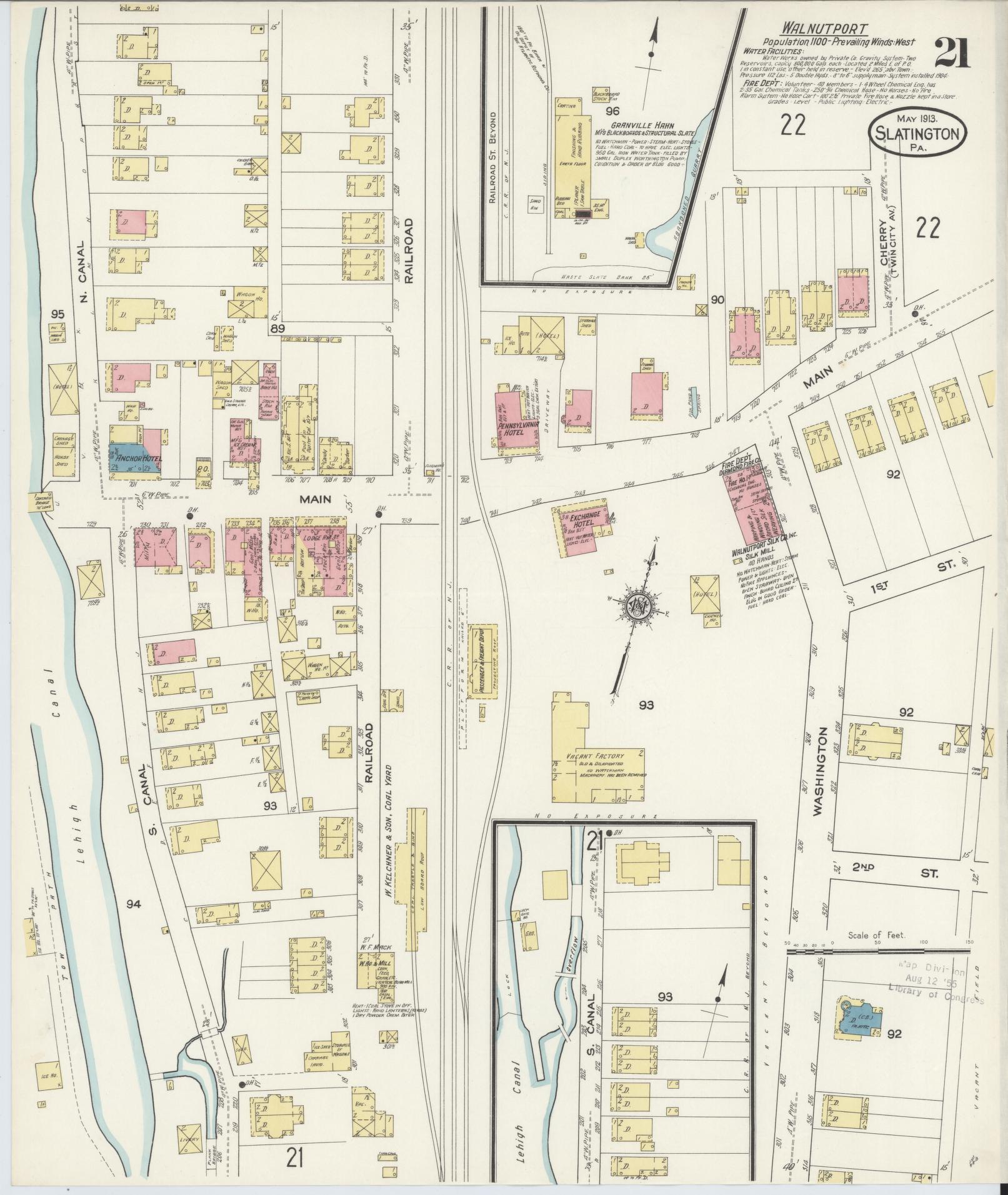 Sanborn Fire Insurance Map from Slatington, Lehigh County, Pennsylvania (1913), Sheet #0021 - Complete Map Set gallery image, historic Sanborn map, vintage wall art, Pennsylvania Pennsylvania