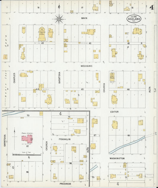 Sanborn Fire Insurance Map from Ashland, Cass County, Illinois (1900), Sheet #0004 - Historic Sanborn Fire Insurance Map Print, vintage old map wall art, antique decor, genealogy gift, Illinois Illinois map