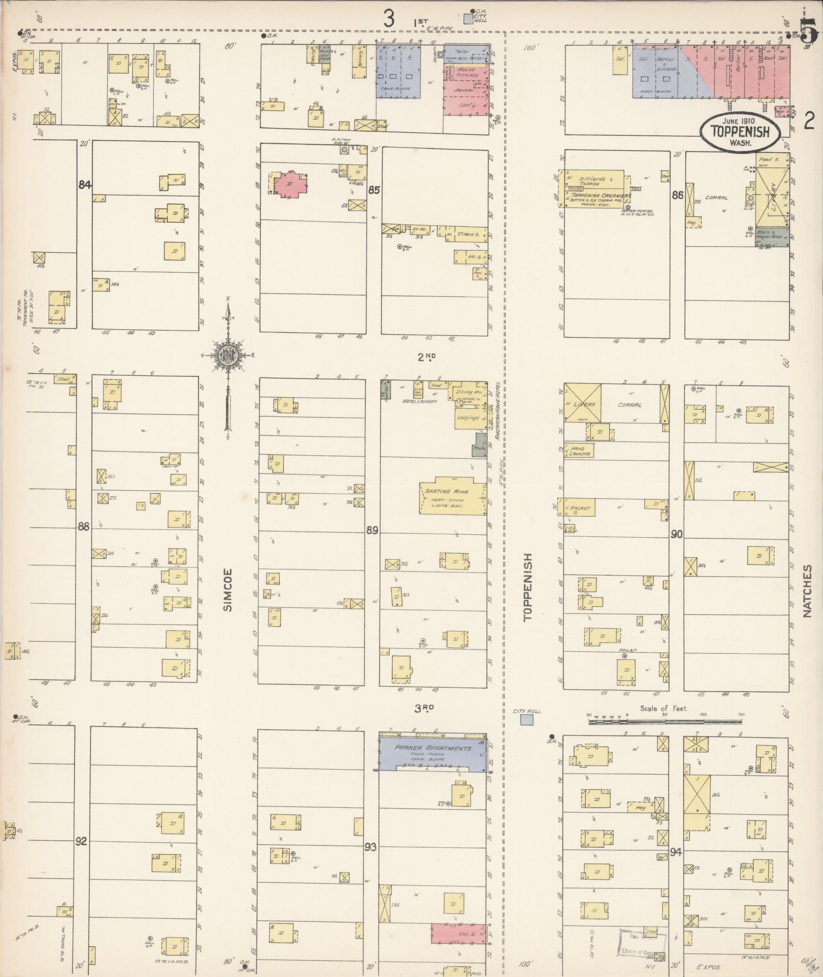 Sanborn Fire Insurance Map from Toppenish, Yakima County, Washington (1910), Sheet #0005 - Complete Map Set gallery image, historic Sanborn map, vintage wall art, Washington Washington