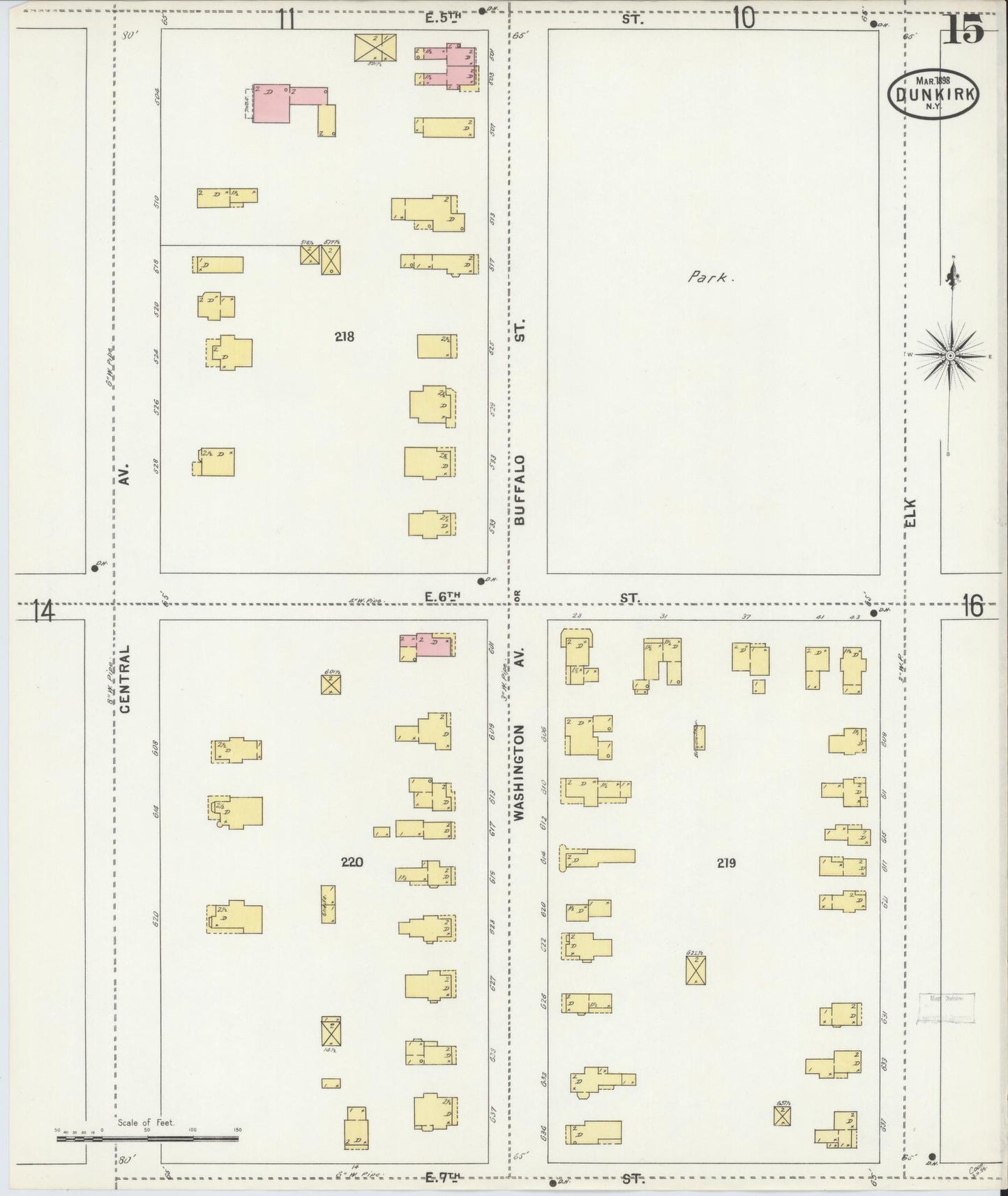 Sanborn Fire Insurance Map from Dunkirk, Chautauqua County, New York (1898), Sheet #0015 - Complete Map Set gallery image, historic Sanborn map, vintage wall art, New York New York