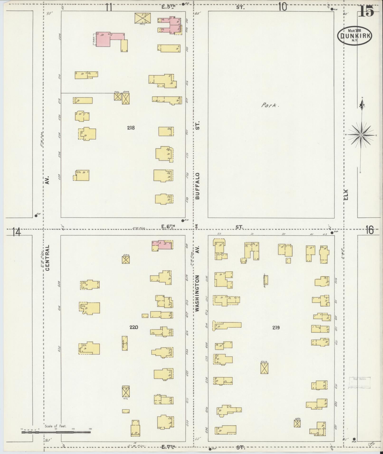 Sanborn Fire Insurance Map from Dunkirk, Chautauqua County, New York (1898), Sheet #0015 - Complete Map Set gallery image, historic Sanborn map, vintage wall art, New York New York