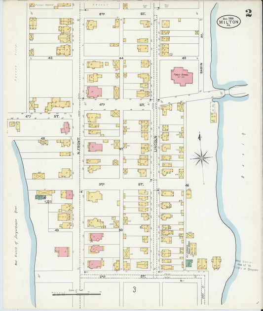 Sanborn Fire Insurance Map from Milton, Northumberland County, Pennsylvania (1906), Sheet #0002 - Historic Sanborn Fire Insurance Map Print, vintage old map wall art, antique decor, genealogy gift, Pennsylvania Pennsylvania map