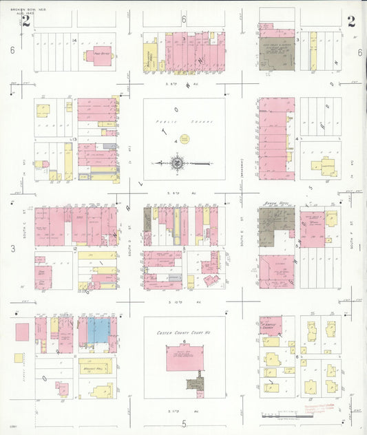 Sanborn Fire Insurance Map from Broken Bow, Custer County, Nebraska (1943), Sheet #0002 - Historic Sanborn Fire Insurance Map Print, vintage old map wall art, antique decor, genealogy gift, Nebraska Nebraska map