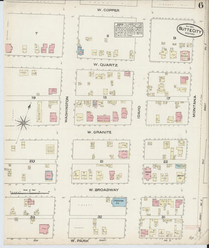 Sanborn Fire Insurance Map from Butte, Silver Bow County, Montana (1884), Sheet #0006 - Complete Map Set gallery image, historic Sanborn map, vintage wall art, Montana Montana
