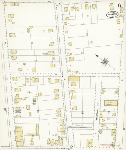 Sanborn Fire Insurance Map from Hayward, Alameda County, California (1907), Sheet #0006 - Complete Map Set gallery image, historic Sanborn map, vintage wall art, California California