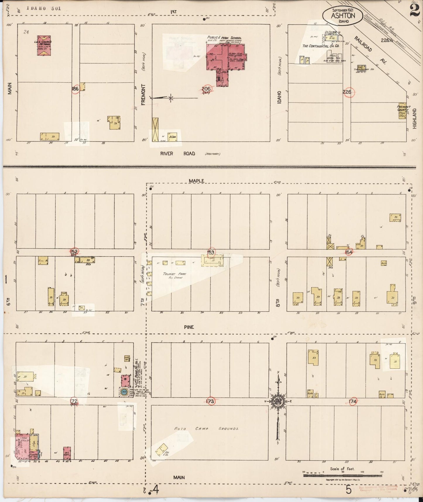 Sanborn Fire Insurance Map from Ashton, Fremont County, Idaho (1929), Sheet #0002 - Complete Map Set gallery image, historic Sanborn map, vintage wall art, Idaho Idaho