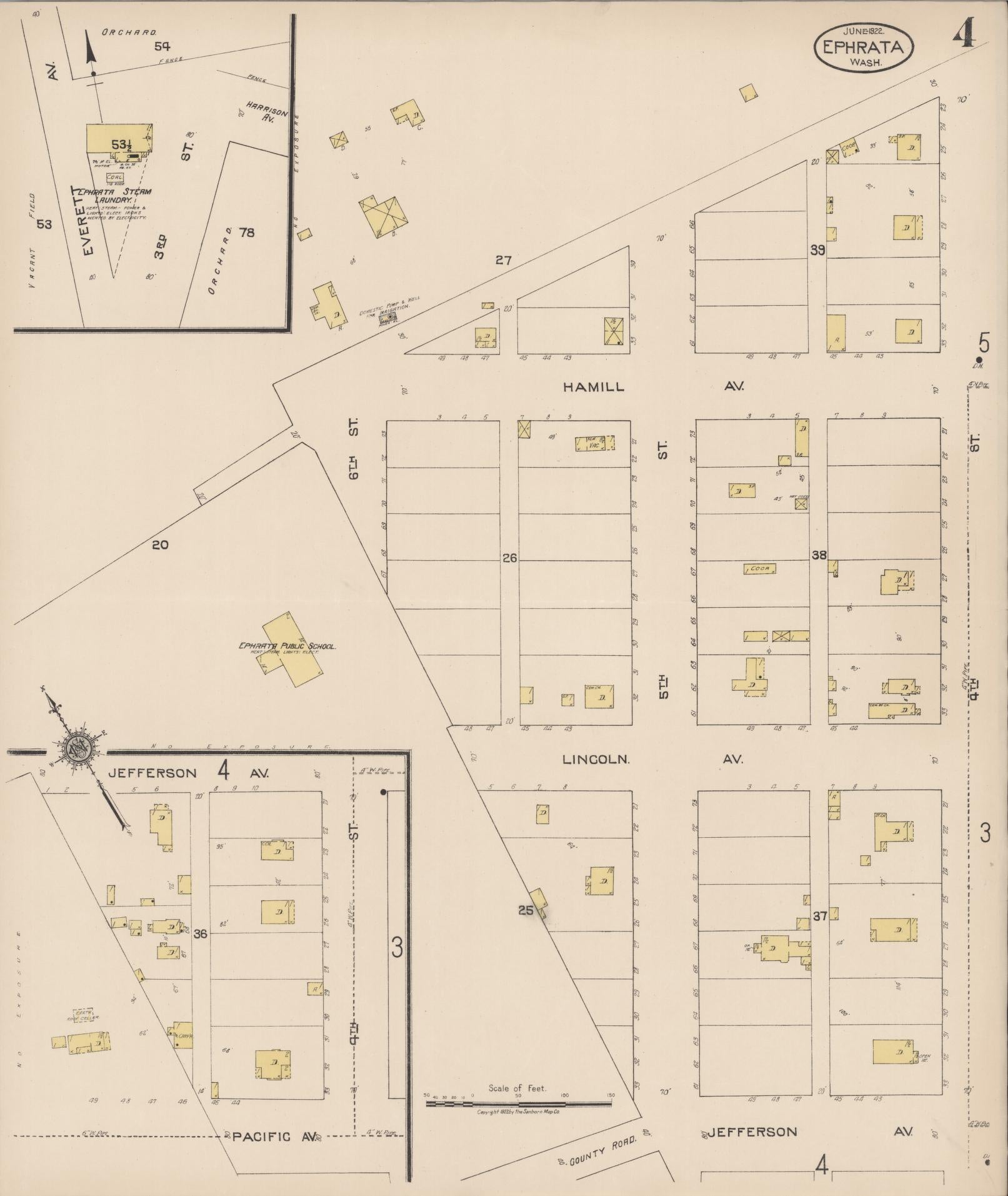 Sanborn Fire Insurance Map from Ephrata, Grant County, Washington (1922), Sheet #0004 - Complete Map Set gallery image, historic Sanborn map, vintage wall art, Washington Washington