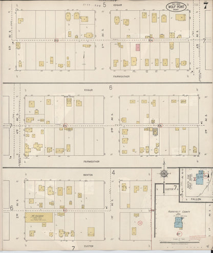 Sanborn Fire Insurance Map from Wolf Point, Roosevelt County, Montana (1930), Sheet #0007 - Complete Map Set gallery image, historic Sanborn map, vintage wall art, Montana Montana