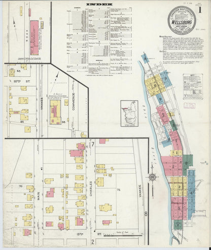 Sanborn Fire Insurance Map from Wellsburg, Brooke County, West Virginia (1913), Sheet #0001 - Complete Map Set gallery image, historic Sanborn map, vintage wall art, West Virginia West Virginia