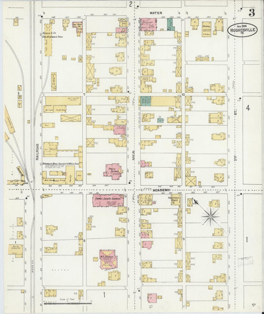Sanborn Fire Insurance Map from Hughesville, Lycoming County, Pennsylvania (1906), Sheet #0003 - Historic Sanborn Fire Insurance Map Print, vintage old map wall art, antique decor, genealogy gift, Pennsylvania Pennsylvania map