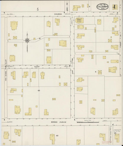 Sanborn Fire Insurance Map from Columbia, Marion County, Mississippi (1915), Sheet #0004 - Complete Map Set gallery image, historic Sanborn map, vintage wall art, Mississippi Mississippi