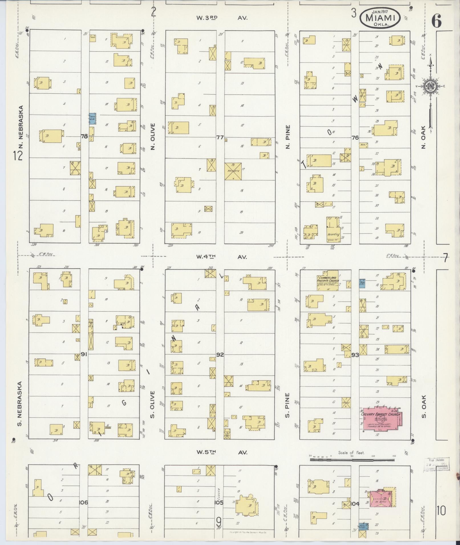 Sanborn Fire Insurance Map from Miami, Ottawa County, Oklahoma (1917), Sheet #0006 - Historic Sanborn Fire Insurance Map Print, vintage old map wall art, antique decor, genealogy gift, Oklahoma Oklahoma map
