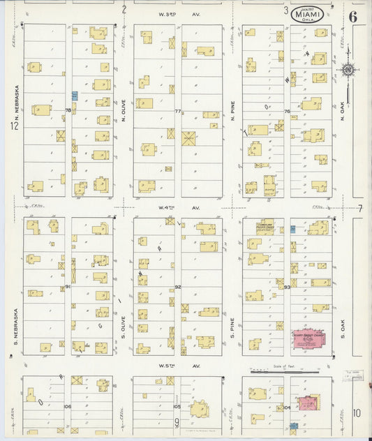 Sanborn Fire Insurance Map from Miami, Ottawa County, Oklahoma (1917), Sheet #0006 - Historic Sanborn Fire Insurance Map Print, vintage old map wall art, antique decor, genealogy gift, Oklahoma Oklahoma map