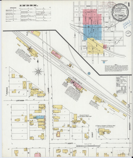 Sanborn Fire Insurance Map from Saint Charles, Winona County, Minnesota (1899), Sheet #0001 - Historic Sanborn Fire Insurance Map Print, vintage old map wall art, antique decor, genealogy gift, Minnesota Minnesota map